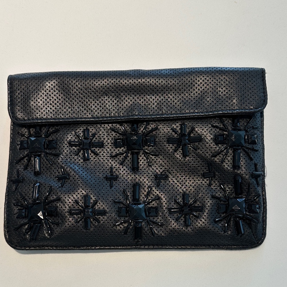 ZARA Black Clutch with Embellished Design